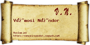 Vámosi Nándor névjegykártya